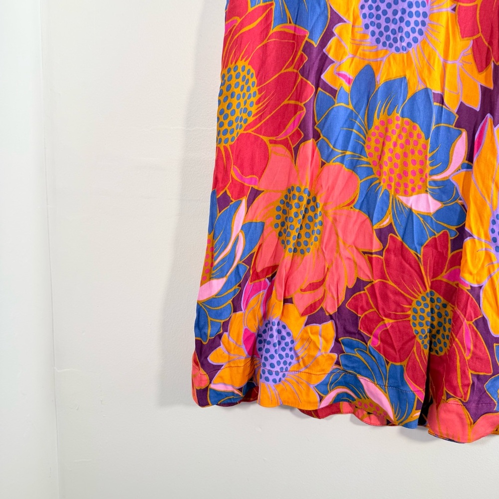 Farm Rio Vibrant Multicolor Sunflower Floral Print Midi Skirt XS - Picture 2 of 13